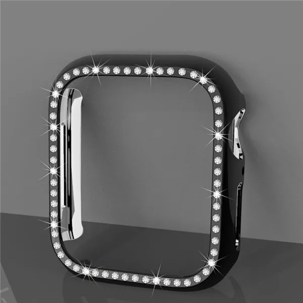 black Защитная пленка для часов PC Бампер для apple watch 4 Чехол алмазные часы корпус 42 мм 38 мм для apple watch 3 2 44 мм 40 мм iwatch 4 - Цвет: black