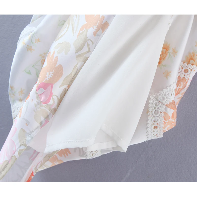 

2021 Women Spring Dress Za Fashion Lace Color Trim Block Slim Printed Dress Waist Slim Mini Dress Sweet Mujer Vestidos