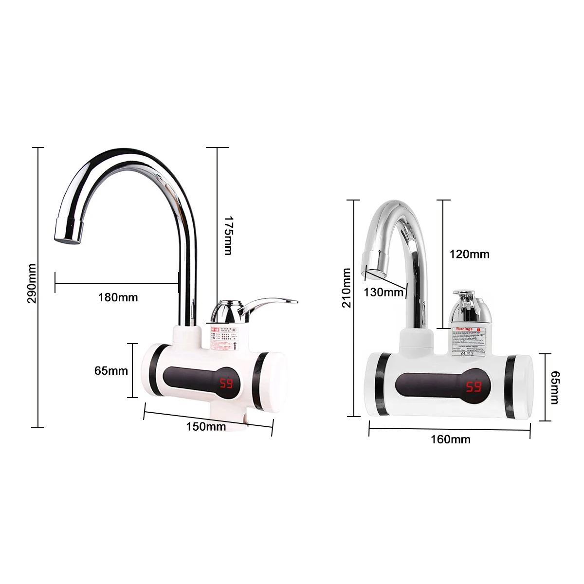 

3000W Electric Faucet Temperature Display Instant Hot Water Tap Tankless Kitchen Instant Hot Faucet Water Heater Water Heating