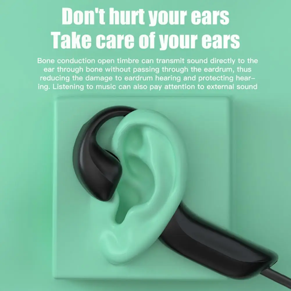 Wireless Bone Conduction Headset Waterproof Bluetooth5.1 Headphone Built-in Dual Noise Cancelling Mic For Cycling Running Gym |