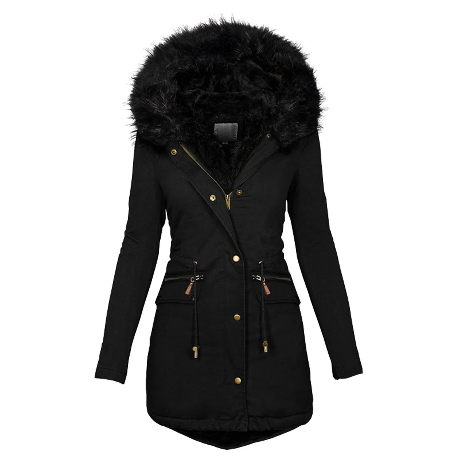 

Women Casual Thicker Winter Slim Down Lammy Jacket Coat Overcoat Ladies Medium Long Big Hair Collar Thickened Cotton Suit #T2G