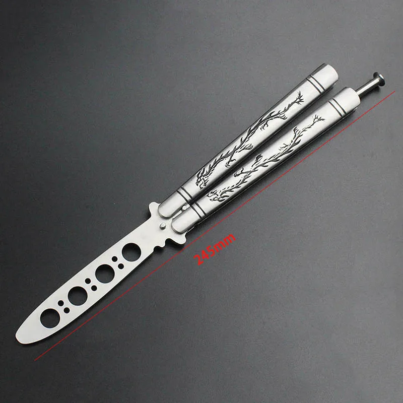 Тренировочный складной нож Balisong из нержавеющей стали с драконом титановым