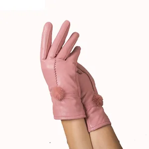 Модные высококачественные женские перчатки из натуральной кожи 2021 осенние и искусственные норковые меховые шарики из натуральной кожи и меха