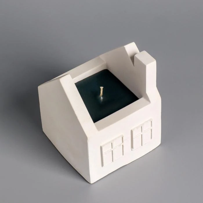 Ароматическая свеча в форме дома из бетона, черная 7055841, декоративная свеча для дома и сада, подсвечники и держатели свечей.