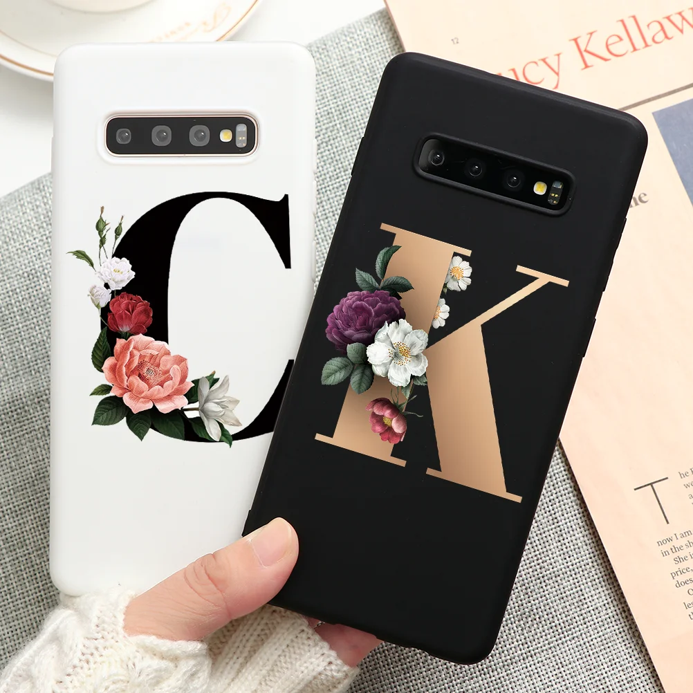 Custom 26 English Name Letters Flower Soft Phone Case For Samsung S20 FE Ultra S 20 Cover Plus 5G Coque Fundas|Бамперы| |