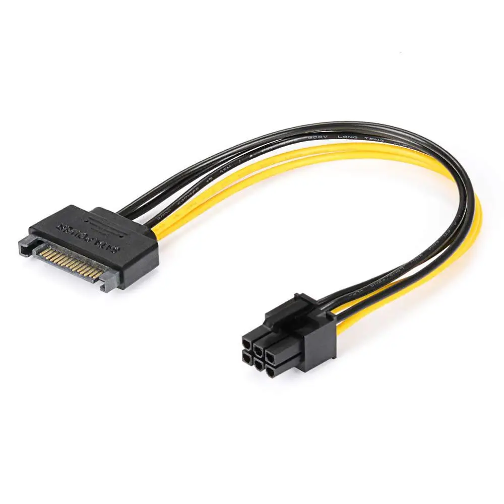 Фото Адаптер питания для видеокарты 20 см SATA 15 Pin 6 PCI Express PCIe|Компьютерные кабели и