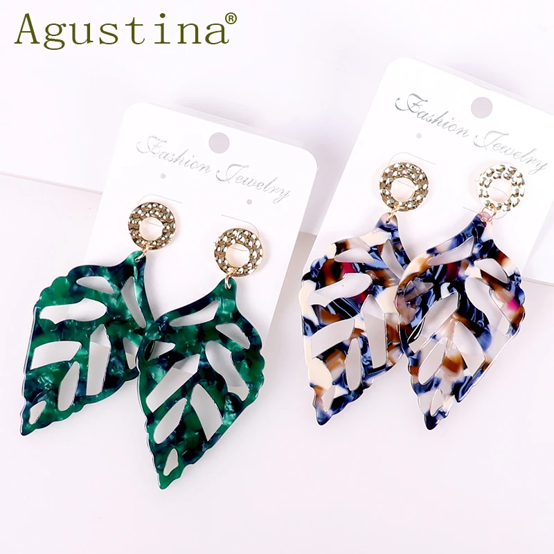 Серьги с листьями модные ювелирные изделия женские пластиковые зеленые Висячие