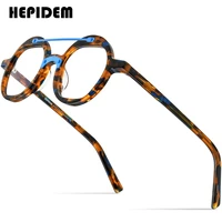 hepidem acetate glasses frame men vintage retro round eyeglasses women 2022 optical prescription spectacles myopia eyewear 9172