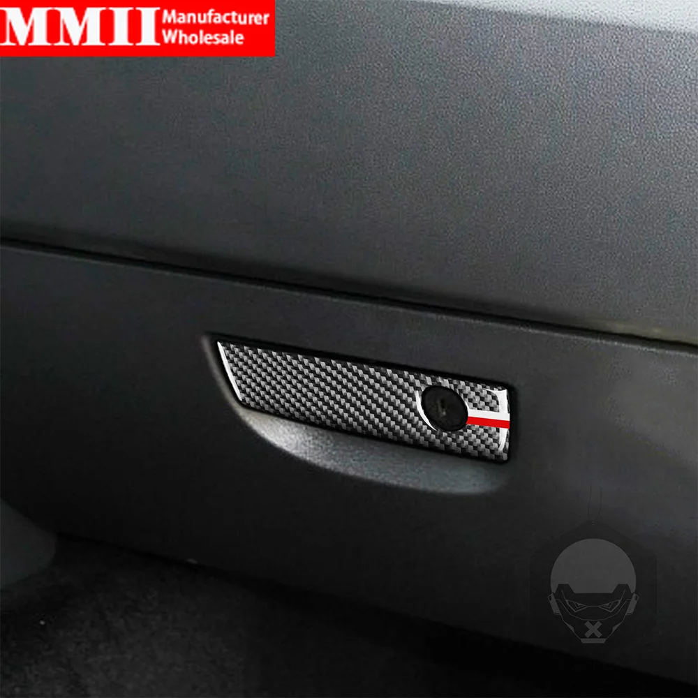 Carbon Fiber Stickers For Dodge Challenger 2008 2009 2010 2012 2013 2014 Co-Pilot Interior Glove Box Handle Frame Car Accessorie