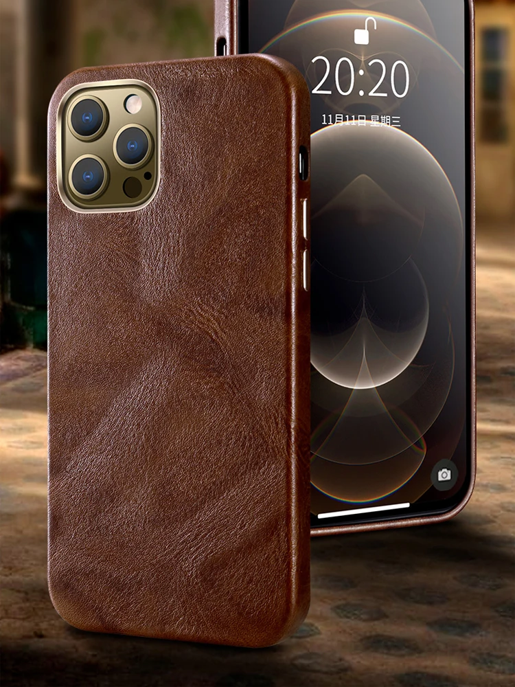 

Чехол для iPhone 12 Pro Max/ Mini, из натуральной кожи, с полным покрытием