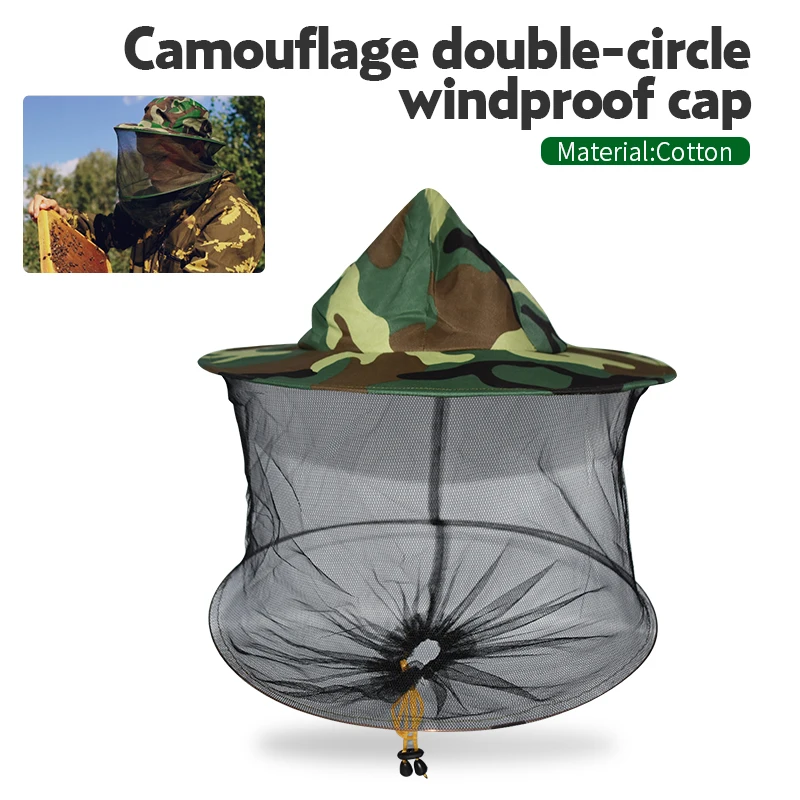 Черная камуфляжная шляпа пчеловода подходит для защиты головы от насекомых