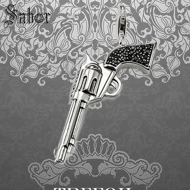 Подвеска в виде пистолета модное ювелирное изделие серебряного цвета