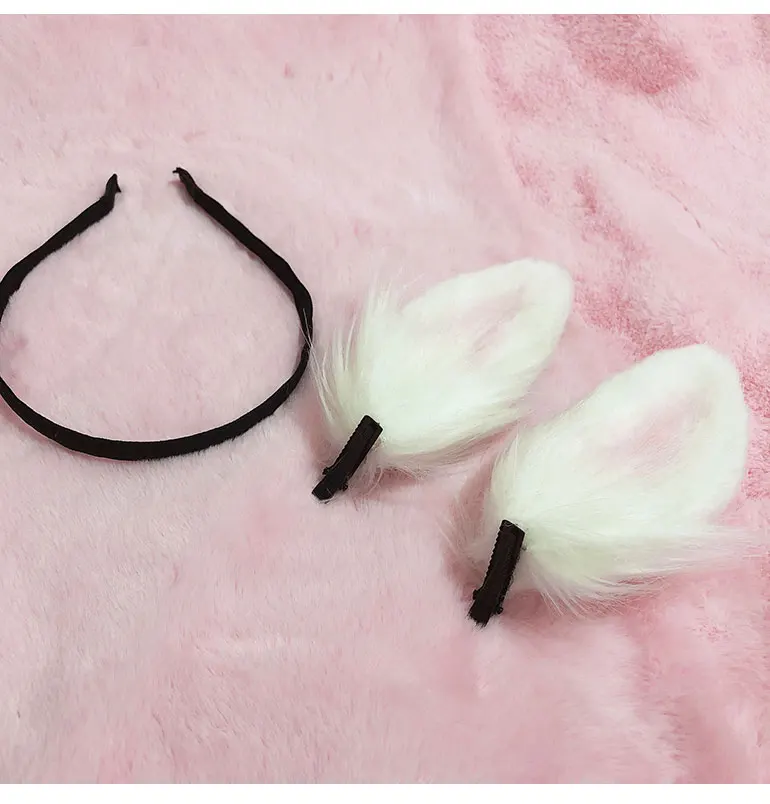 Повязка на голову с мягкими кроличьими ушками для косплея ручной