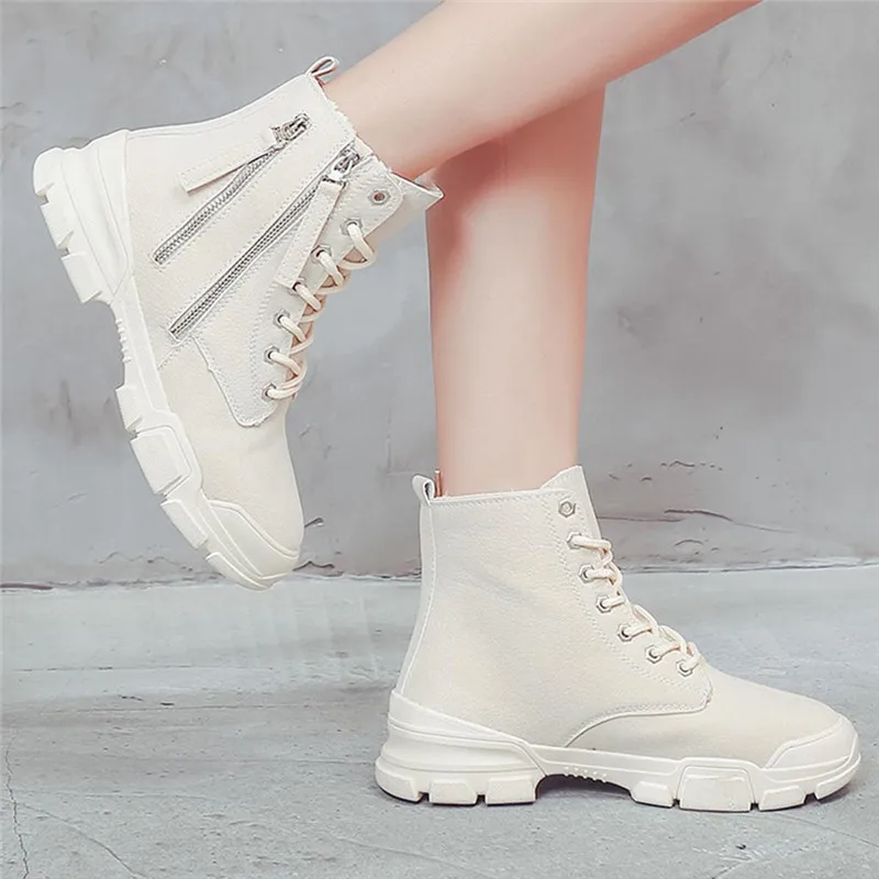 Botas Mujer Invierno/осень 2019 Модные римские ботильоны на шнуровке с круглым носком