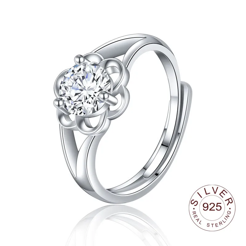 

Чистый 925 стерлингового серебра модное кольцо для женщин в форме цветка с AAA циркон кольцо вечности, ювелирное изделие для помолвки, свадьбы,...