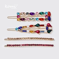 komi boho set of colorful rhinestone crystal hair clip set cute temperament long hair clip girl wedding hair accessories k1740