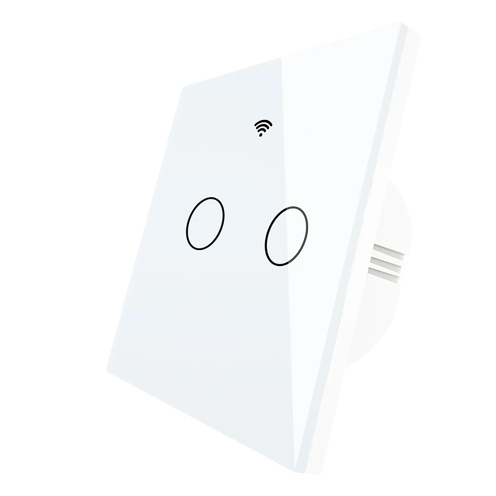 2 gang white switch Wi-Fi умный переключатель пульт дистанционного управления стеклянная панель Tuya выключатель света работает с Alexa Echo Google Home RF433 EU Тип Белый сенсорный - Цвет: 2 gang white switch