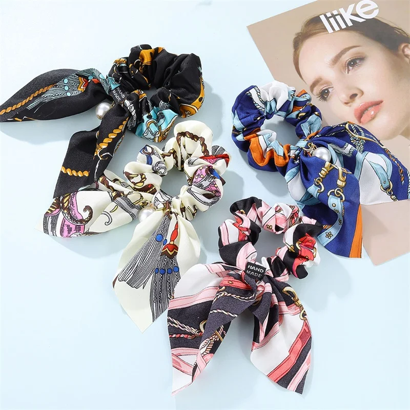 KISSWIFE модная эластичная резинка для волос с цветочным рисунком резинки большим