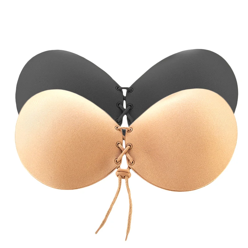 

Women Self Adhesive Strapless Bandage Stick Gel Silicone Push Up Invisible Bra Sexy Lace Up Bras Women Wedding Seamless Bralette
