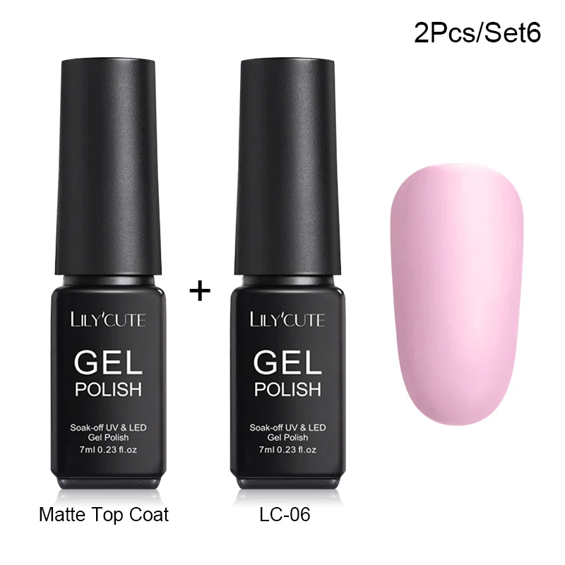 2 Pcs 6 LILYCUTE Матовый УФ-гель для ногтей матовый верхний слой цвет УФ гель для ногтей лак Гибридный впитывающий гель лак маникюрный гель лак - Цвет: 2 Pcs 6