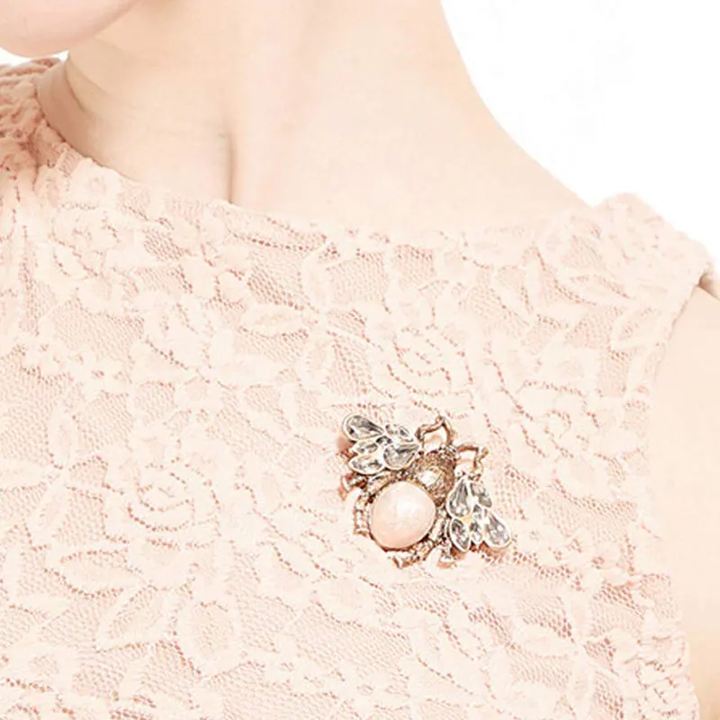 Пчелы жемчужные стразы брошь под старину с золотистым Броши насекомыми Pin Fly