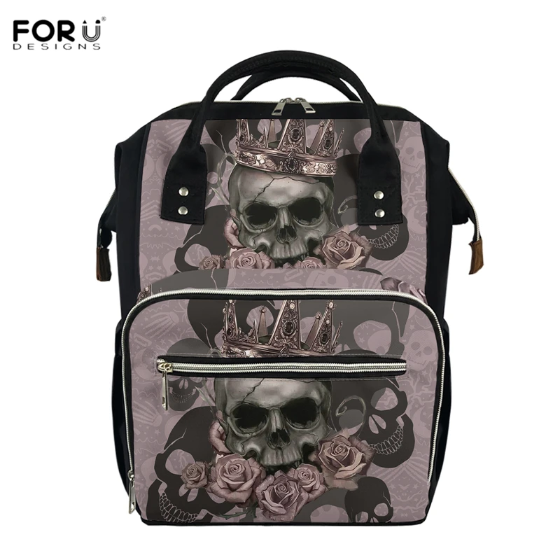 

FORUDESIGNS New Arrival Creative Diaper Backpack Queen Skull Flower 3D Printing Mummy Nappy Bags Travel Pregnant Bag Baby Care