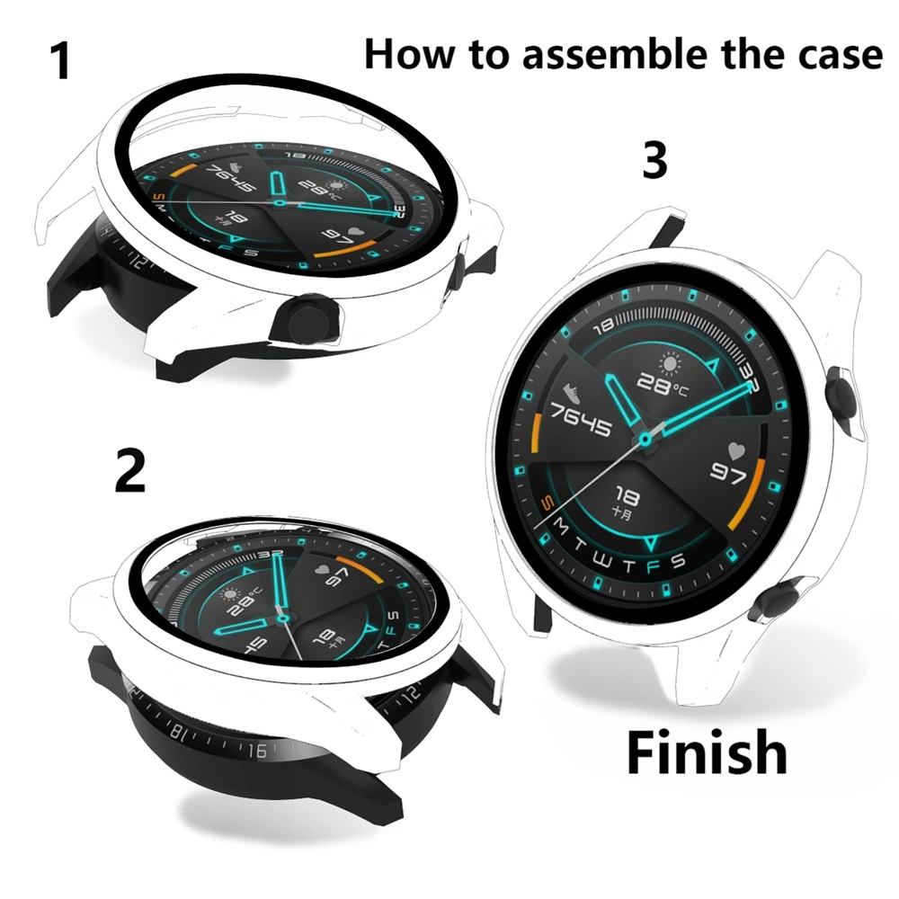 Чехол Hangrui для Huawei Watch GT 2E GT2 46 мм 42 защитный бампер с полным покрытием и закаленным