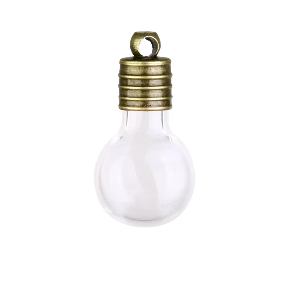 

10pcs Bulb Shaped Mini Glass Wish Bottles Jars with Cap (Clear)