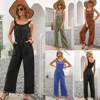 2021 summer backless jumpsuits for women sleeveless spaghetti strap loose jumpsuits high waist off shoulder sexy women romper