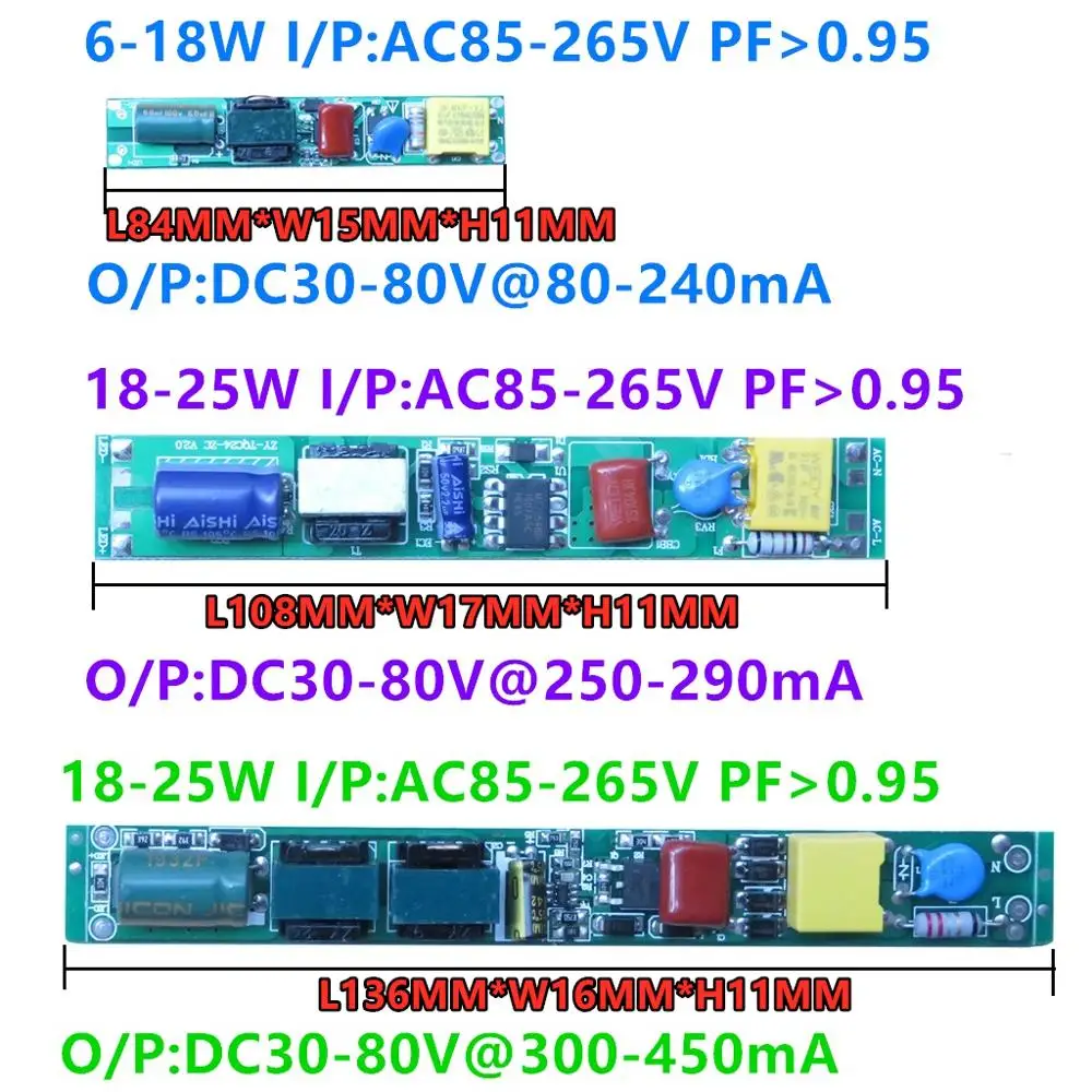 Светодиодный трубчатый драйвер переменного тока в постоянный ток 5 шт. 6 Вт 9 12 15 18