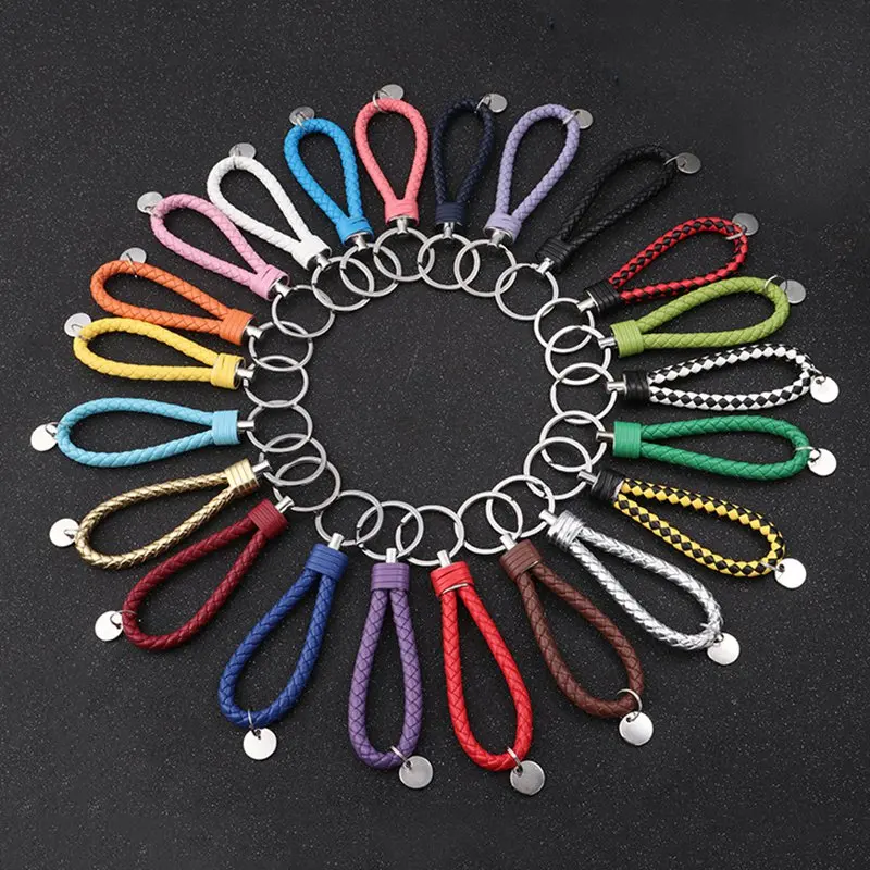 Мужской плетеный кожаный Веревка ручной работы Waven брелок из цинкового сплава