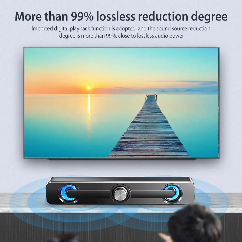 

V-111 Computer Speaker USB Wired Powerful Bar 9D Stereo Subwoofer Bass 2 Speaker For PC Laptop Phone Tablet Surround Sound Box