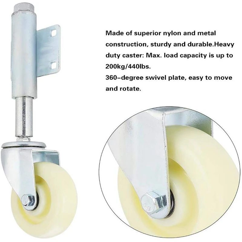 4 дюйма ворота крестовиной нейлоновые Пружинные шарнирного ролика Heavy Duty 220 кг