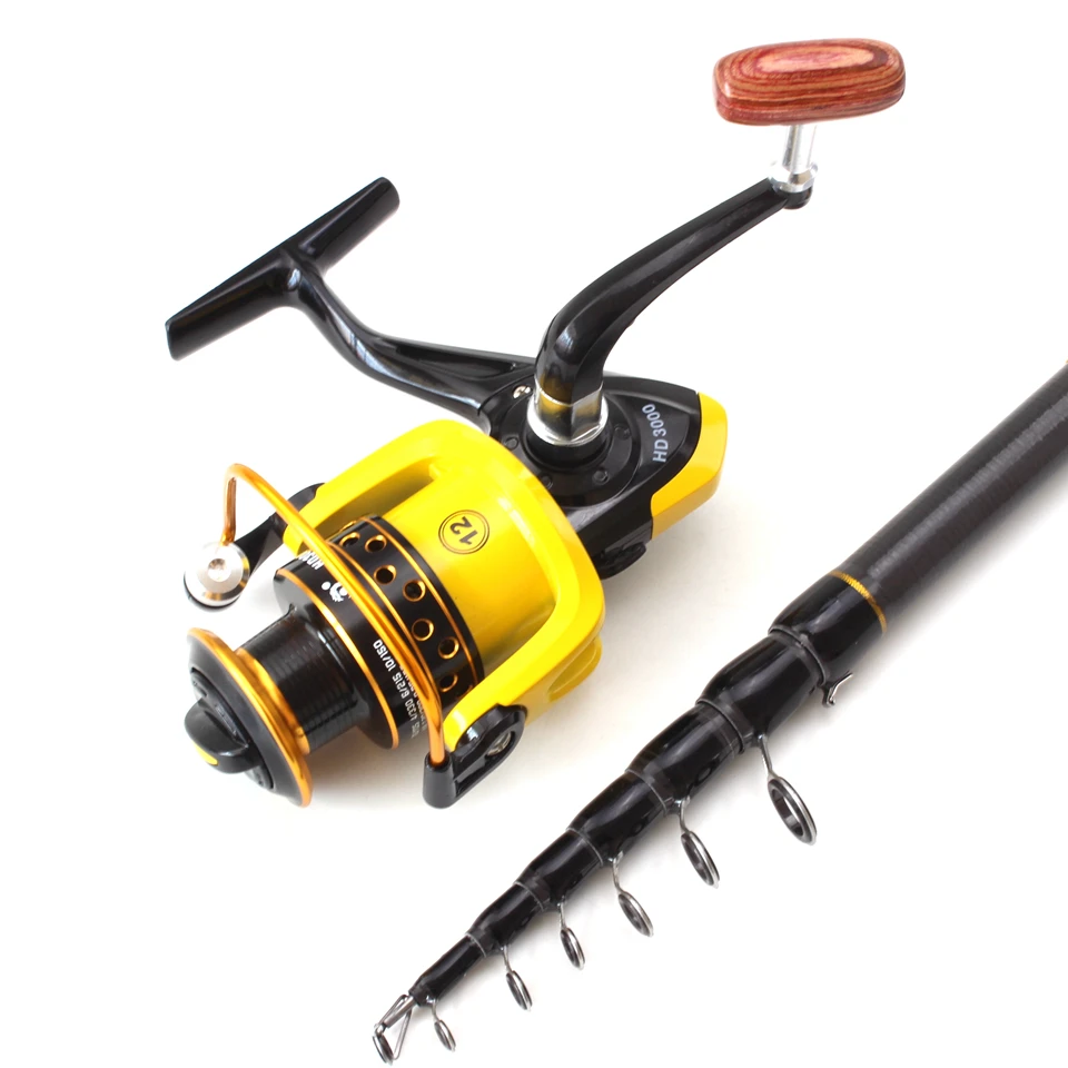 

3.6M Carbon Telescopic Fishing Rod Portable Spinning Fishing Rod and 12BB reel Pole Travel Sea Boat Rock Fishing Rod stream fox