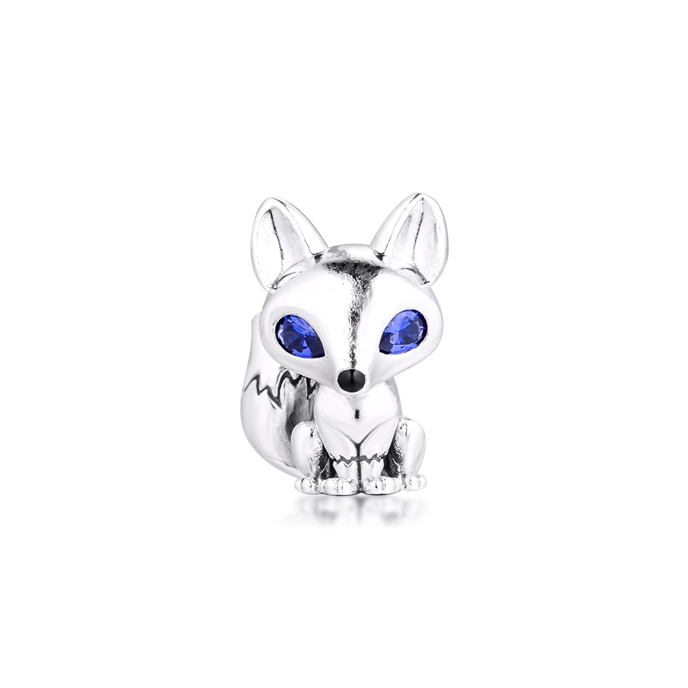 

Fits Europe Bracelet Blue-Eyed Fox Charm Genuine 925 Sterling Silver Beads for DIY Making Women Jewelry kralen abalorios F1279