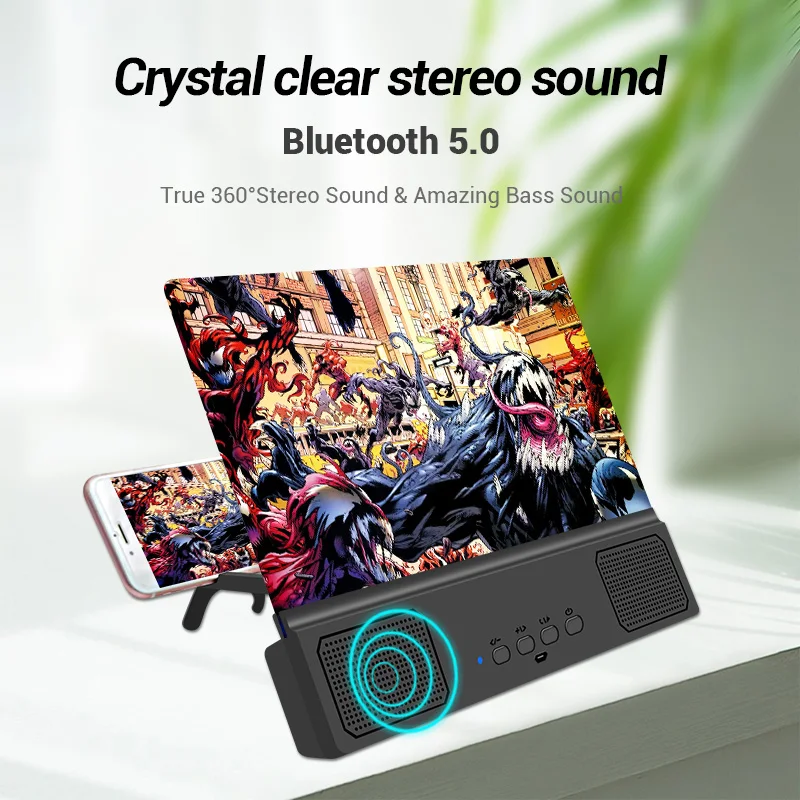14 inch mobile phone screen magnifier bluetooth speaker enlarge ultra hd audio video amplifier phone projector magnifying glass free global shipping