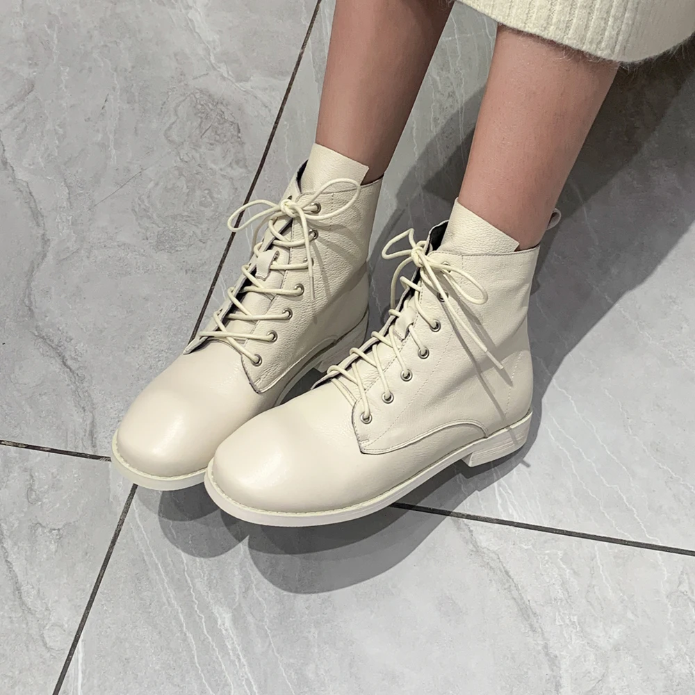 Женские ботинки из натуральной кожи на шнуровке размеры 34-42 | Обувь