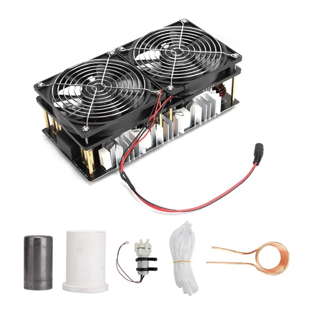

2500W 12V-48V ZVS Induction Heater Heating PCB Board Module Flyback Driver with Coil Dual Fan Power Supply kit