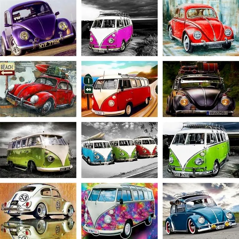 

GATYZTORY 60x75cm DIY Painting By Numbers Bus Picture Coloring Zero Basis Cartoon HandPainted Oil Painting Unique Gift Home Deco