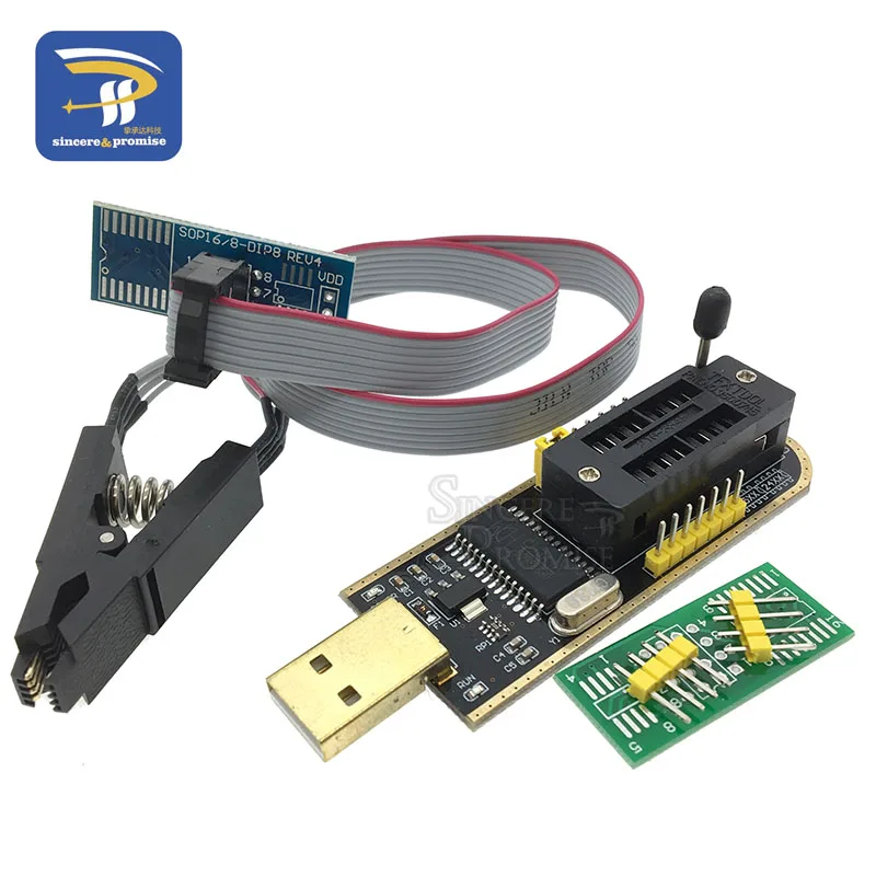 SOIC8 SOP8 тестовый зажим для EEPROM 93CXX/25CXX/24CXX адаптер+ CH341A 24 25 серии EEPROM флэш-память биос USB программист модуль - Цвет: Programmer set