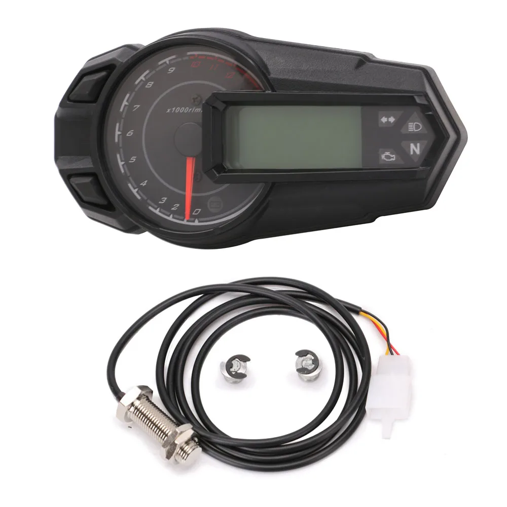 With sensor-A Светодиодный спидометр для мотоцикла с подсветкой, одометр, тахометр Kmh, Универсальный датчик спидометра для мотоцикла 12000RPH - Цвет: With sensor-A