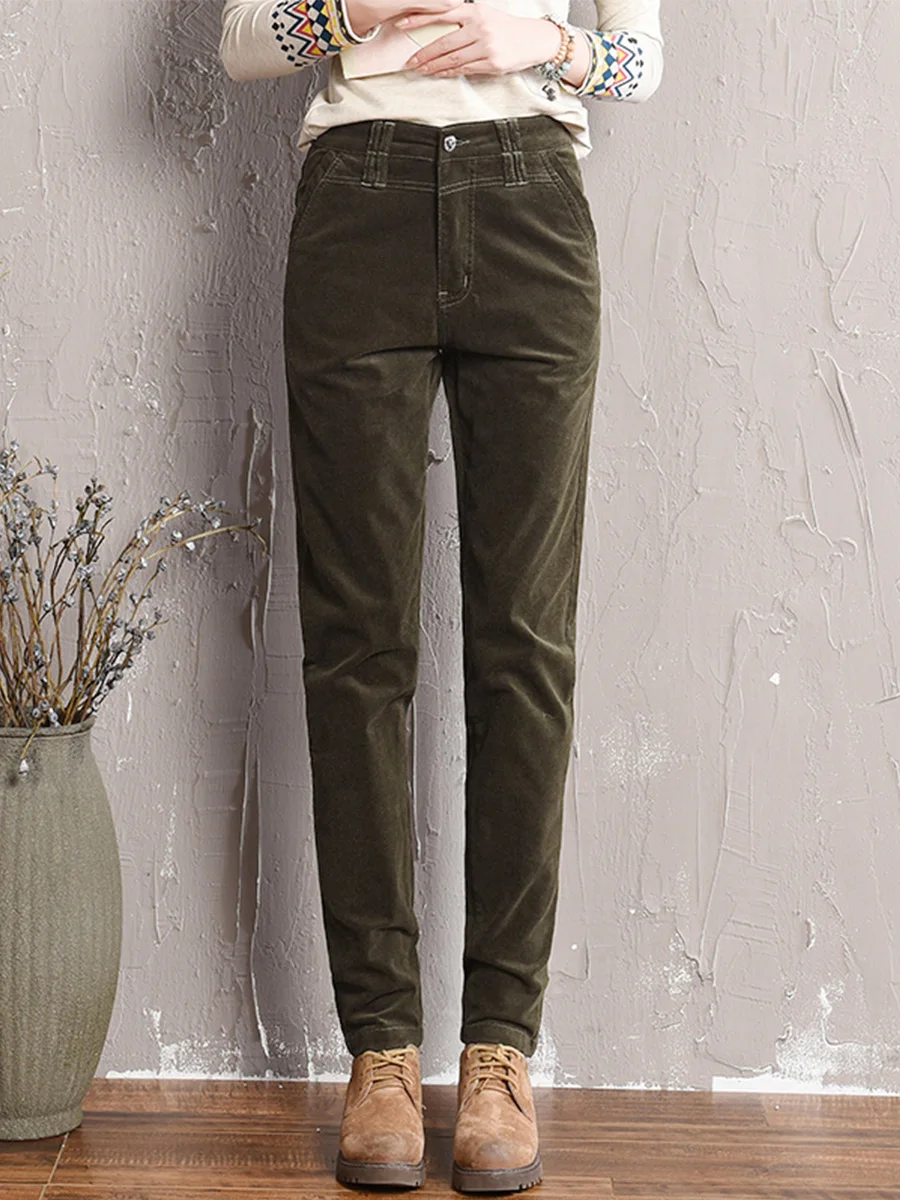 

Autumn Winter Elastic Waist Women Harem Pants Female Sports Corduroy Trousers Solid Ladies Warm Loose Pants