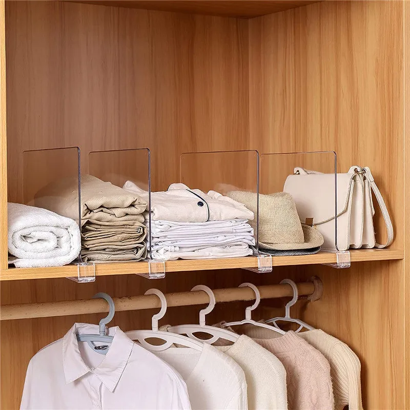 

Clothes Partition Books Clapboard Commodity Storage 2Pcs Transparent Acrylic Shelf Dividers Closets Shelf and Closet Separator