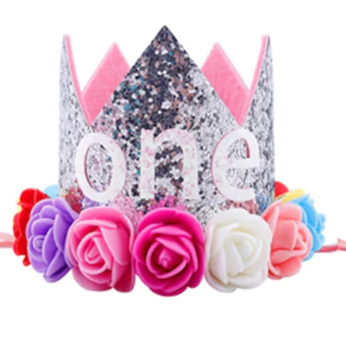 

Kids Baby 1st Birthday Hat Glitter Crown Flower Head Hair Band Party Headwear 2021