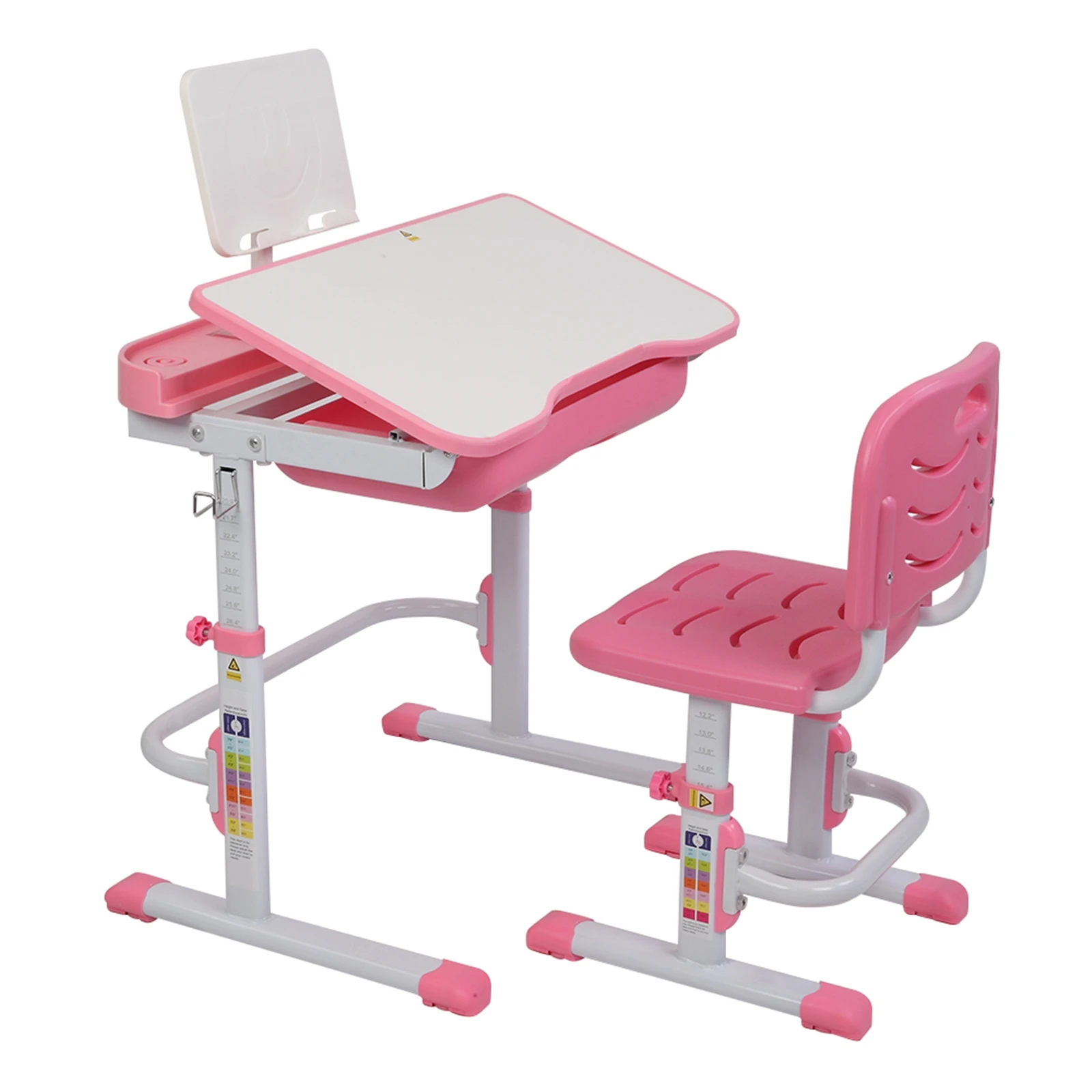 

【USA READY STOCK】70CM Lifting Table Can Tilt Children Learning Table And Chair Pink (With Reading Stand Without Table Lamp)