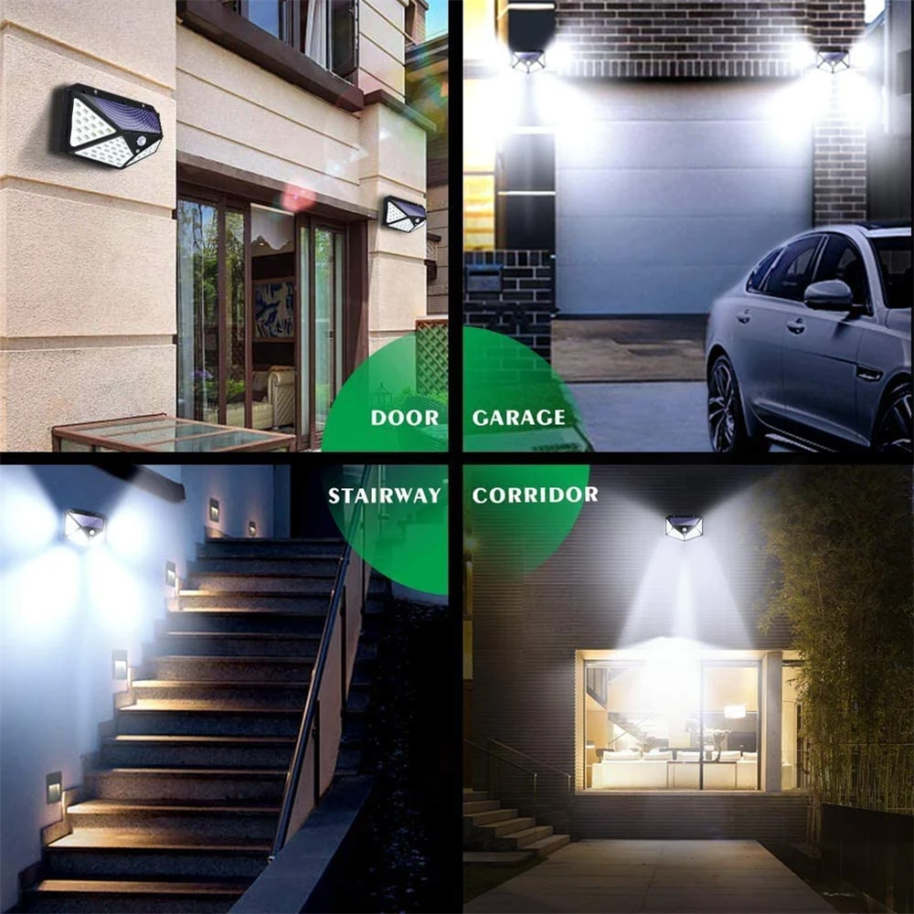 

114leds 100leds Solar Induction Wall Lamp Outdoor Waterproof Garden Lights for Household Yard Path Night Lighting Decoration