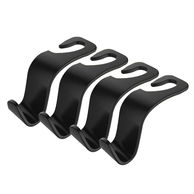 

4x Car Seat Headrest Hooks for Car Back Seat Organizer Hanger Storage Hook Car SUV Black Handbag Clothes Coats Grocery