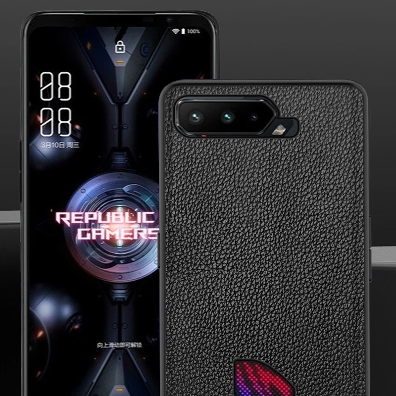 

Brand Phone Case For ASUS ROG Phone 5 Pro Crocodile Texture Genuine Leather Shockproof Back Cover