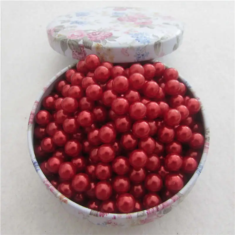 Новый красный без отверстий круглый искусственный пластиковый жемчуг бисер для