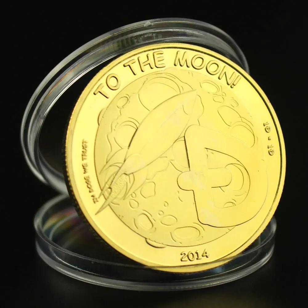 Коллекционная позолоченная сувенирная монета Dogecoin к Луне | Дом и сад